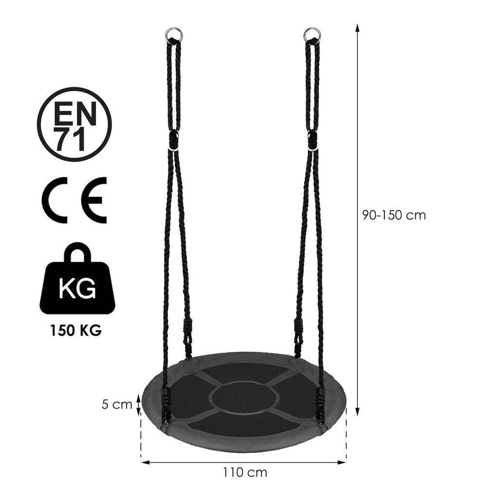 Leagan tip cuib 110cm, inaltime reglabila, 150 kg, Gri