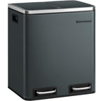 SONGMICS Cos de gunoi din inox cu 2 compartimente colectare selectiva, cu galeti interioare, 2x15litri, gri