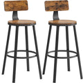 VASAGLE Set de 2 scaune de bar inalte cu spatar, cadru din otel, industrial, 54x99cm, maro rustic
