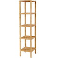 SONGMICS Raft de depozitare din bambus, 5 polite, pentru bucatarie sau baie, 146x33x33cm, maro natural