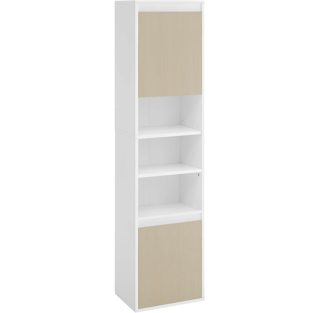 VASAGLE Dulap baie cu montare pe podea sau perete, 7 compartimente, 30x40x160 cm, alb bej