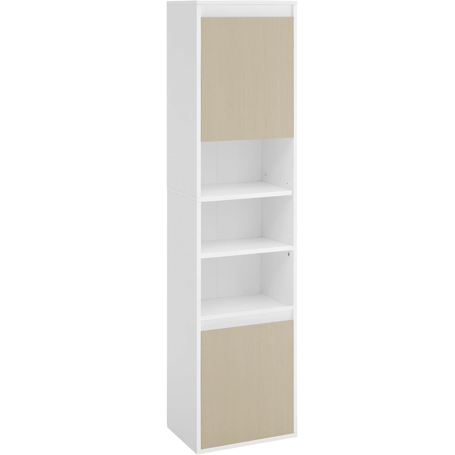 VASAGLE Dulap baie cu montare pe podea sau perete, 7 compartimente, 30x40x160 cm, alb bej