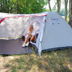 Cort plaja sau camping, impemeabil, cu terasa, 4 locuri, 200x350x135cm, gri