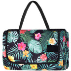 Patura pentru picnic sau plaja, cu folie izolatoare si maner, 150x200cm, negru floral