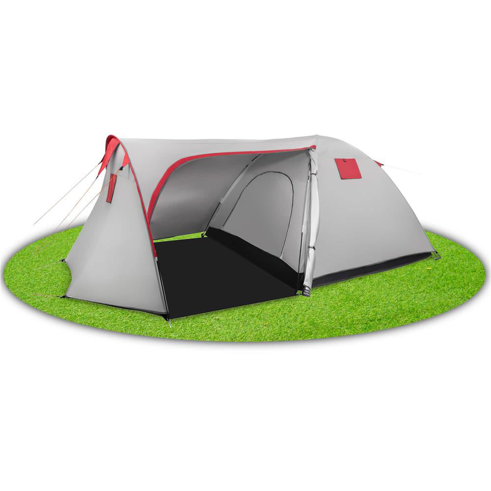 Cort plaja sau camping, impemeabil, cu terasa, 4 locuri, 200x350x135cm, gri