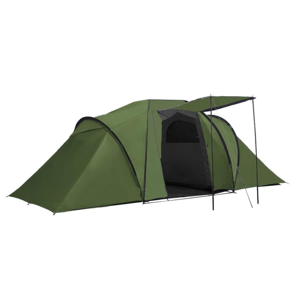 Cort camping, impemeabil, 2 camere + hol, 4 locuri, 460x200x245cm, verde