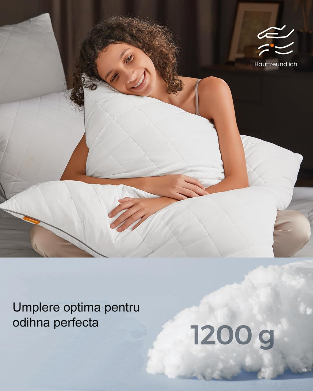 SONGMICS Perna reversibila cu 2 fete pentru iarna sau vara, 80x80 cm, umplutura 1200 g, alb