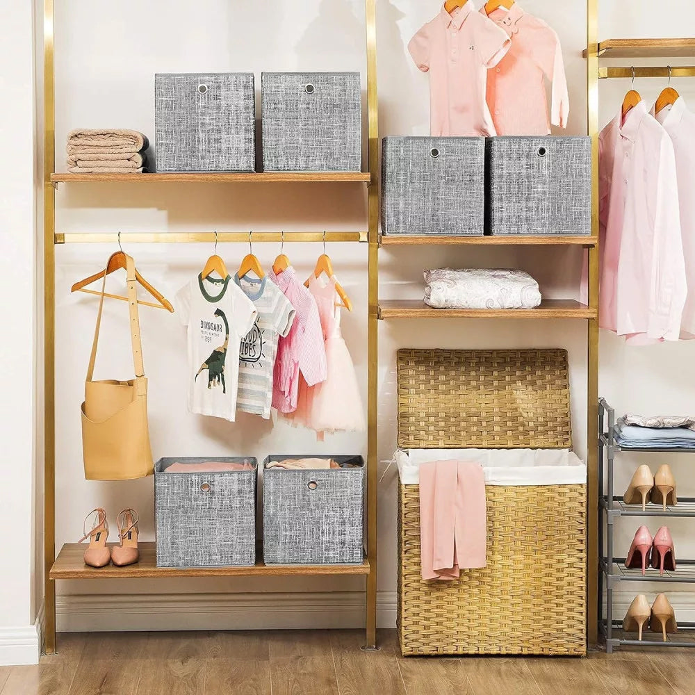 SONGMICS Set 6 cutii de depozitare, pliabile, din material textil, 30x30x30 cm, gri