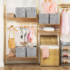 SONGMICS Set 6 cutii de depozitare, pliabile, din material textil, 30x30x30 cm, gri