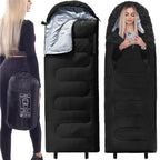 Sac de dormit tip mumie, cu geanta de transport, 220x80cm, 0-15grade, negru