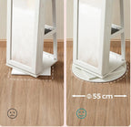 SONGMICS Oglinda de podea cu suport rotativ la 360°, cu spatiu de depozitare, 55x55x161cm, alb cenusiu