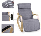 SONGMICS Scaun balansoar din lemn, suport picioare reglabil, maxim 150kg, 55x122x84cm, gri inchis