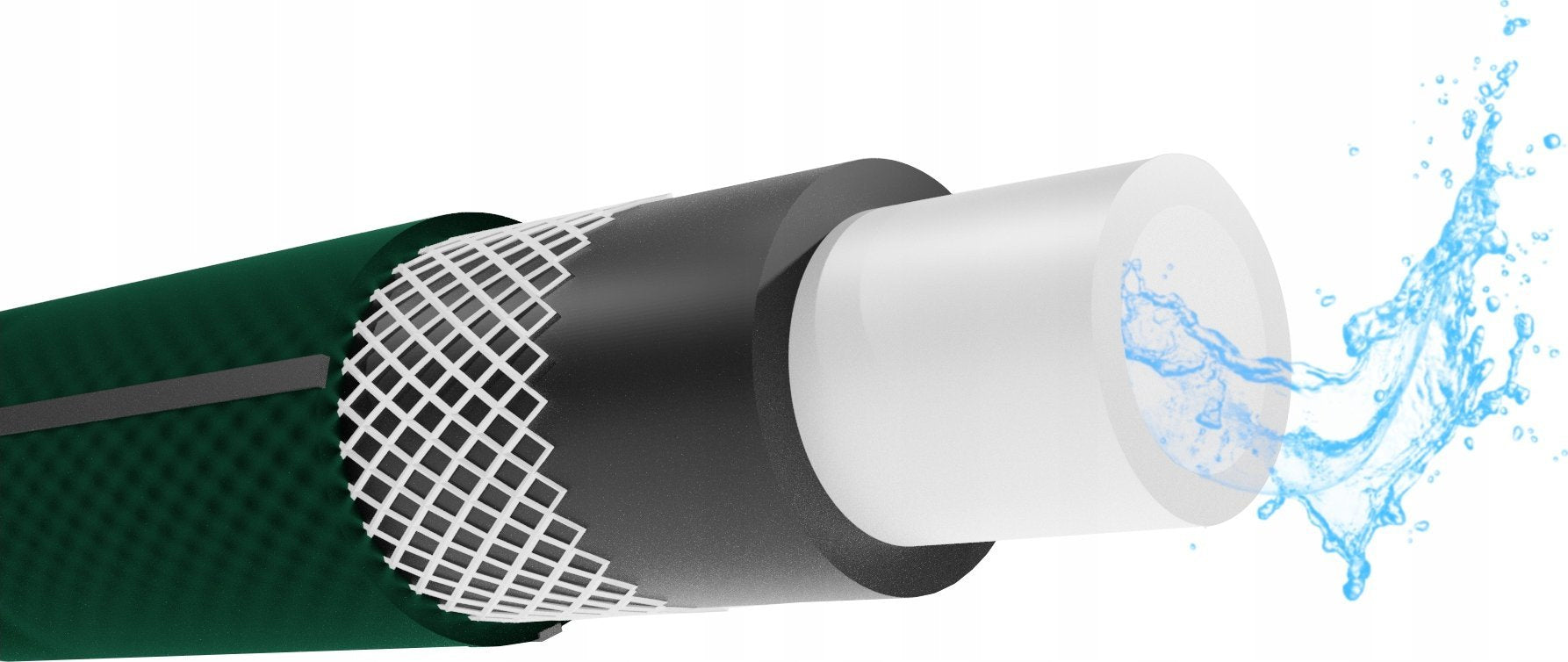 Furtun gradina armat Premium, 1/2" diametru, 50 m, protectie UV, 8 bar presiune, 4 straturi, verde