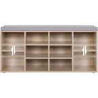 VASAGLE Banca pentru hol cu suport pentru pantofi, 10 compartimente, cu perna, 104x48x30cm, stejar