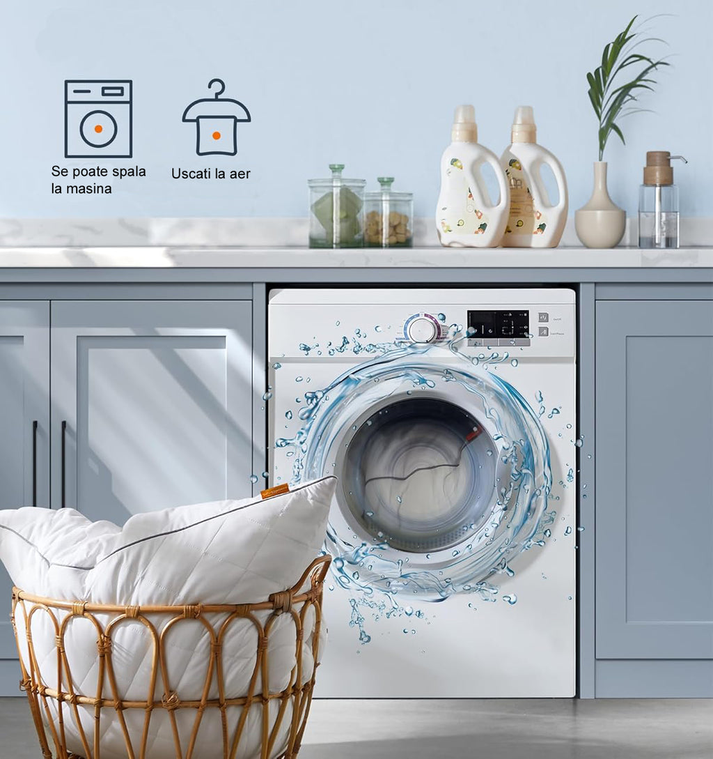 SONGMICS Set de 2 perne reversibile cu 2 fete pentru iarna sau vara, 40x80 cm, umplutura 650 g, alb