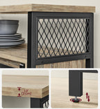 VASAGLE Comoda pentru living sau bucatarie, cu 2 usi glisante, rafturi reglabile, stil rustic, 33x100x80 cm, maro natur