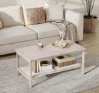 VASAGLE Masuta de cafea, din MDF, cu spatiu de depozitare pe 2 nivele, 55x100x45 cm, stil boho, bej