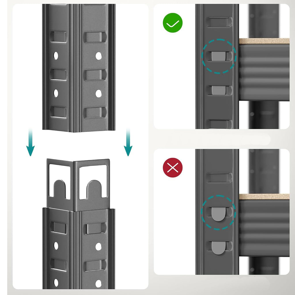 SONGMICS Raft de depozitare metalic, cu rafturi din MDF, 5 polite, max. 600 kg, 200x100x50cm, gri