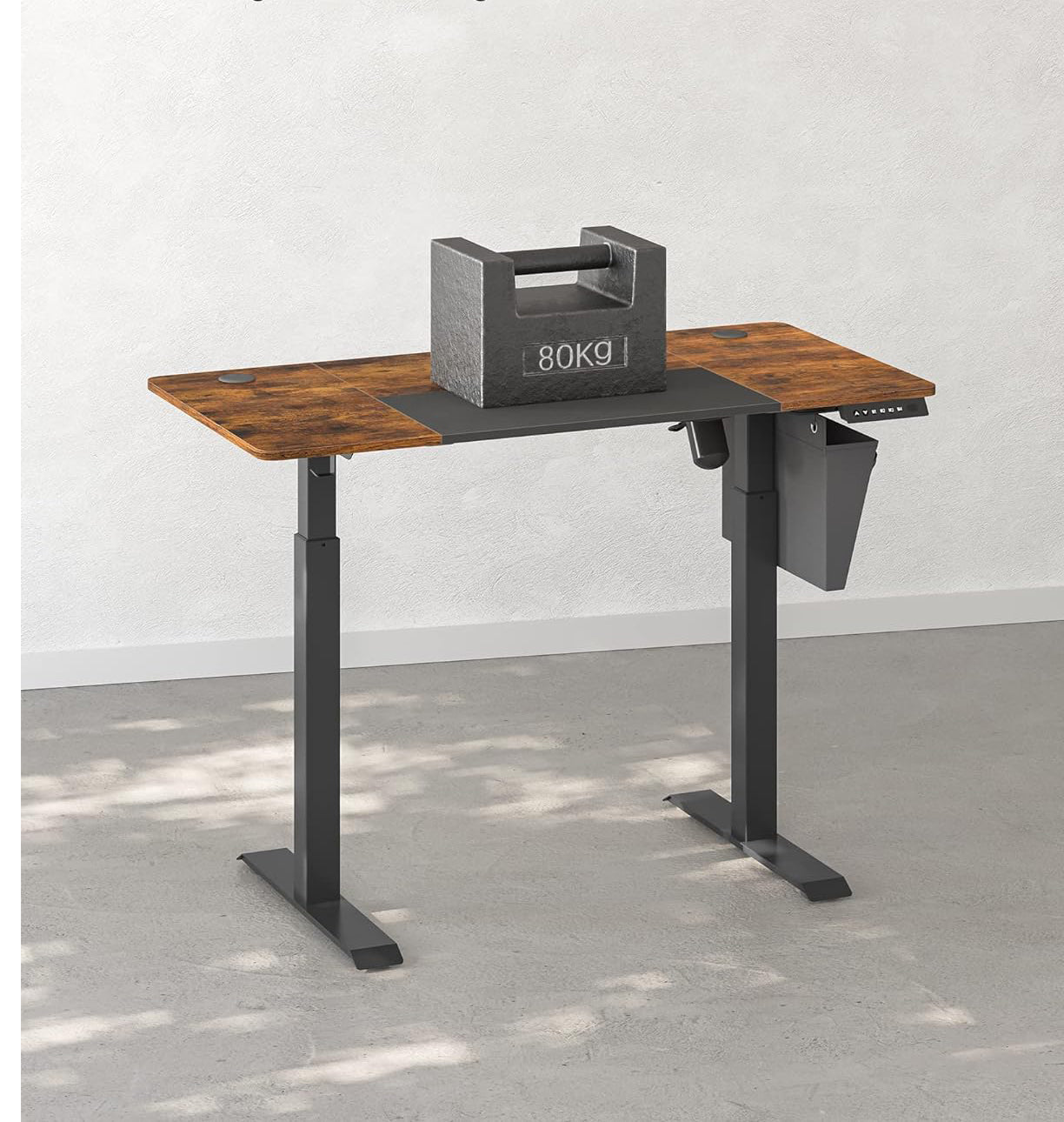 SONGMICS Birou cu reglaj electric pe inaltime, memorie cu 4 inaltimi, 60x140x(72-120)cm, maro rustic