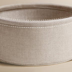 VASAGLE Masuta de cafea rotunda cu cos de stofa, stil modern, 45x75cm, alb cu bej