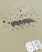 VASAGLE Masuta de cafea, din MDF, cu spatiu de depozitare pe 2 nivele, 55x100x45 cm, negru