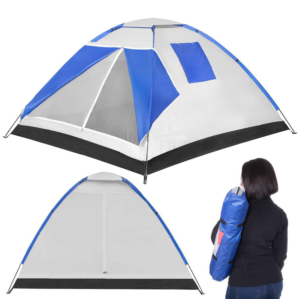 Cort plaja sau camping, impemeabil, cu protectie UV, 4 locuri, 210x240x130cm, gri albastru