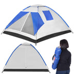 Cort plaja sau camping, impemeabil, cu protectie UV, 4 locuri, 210x240x130cm, gri albastru