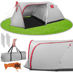 Cort plaja sau camping, impemeabil, cu terasa, 4 locuri, 200x350x135cm, gri