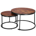 Set 2 mese pentru cafea suprapozabile, cadru otel, 70x70x47 cm si 50x50x40 cm, maro