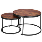 Set 2 mese pentru cafea suprapozabile, cadru otel, 70x70x47 cm si 50x50x40 cm, maro