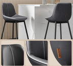 VASAGLE Set 2 scaune de bar, spatar ergonomic din piele ecologica, cadru metalic, 50x50x99 cm, negru