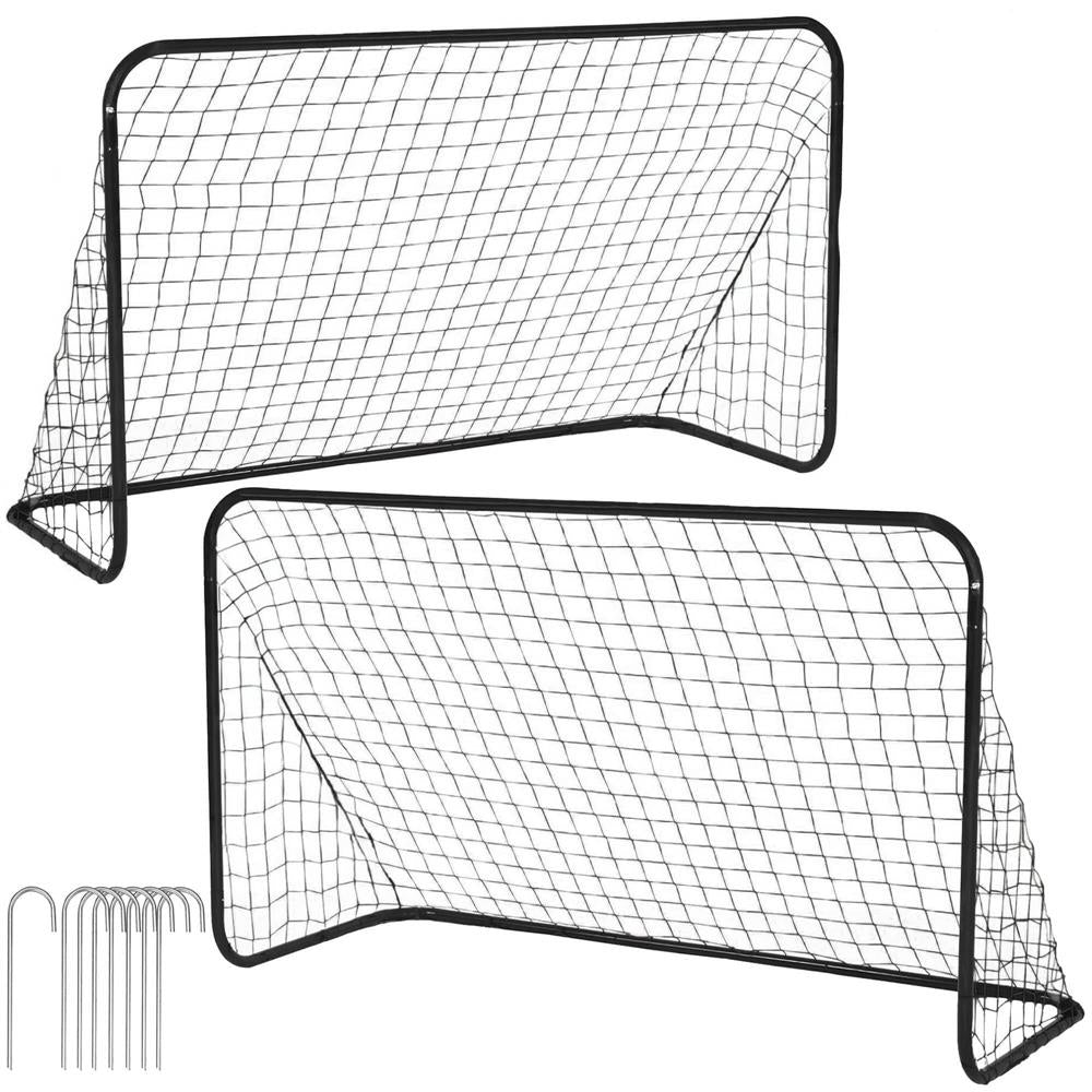 Set 2 porti de fotbal metalice, 122x183cm, profil 25mm, cu elemente de fixare
