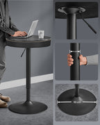 VASAGLE Masa de bar neagra, 59x59x(83-105) cm – inaltime reglabila, compartiment de depozitare