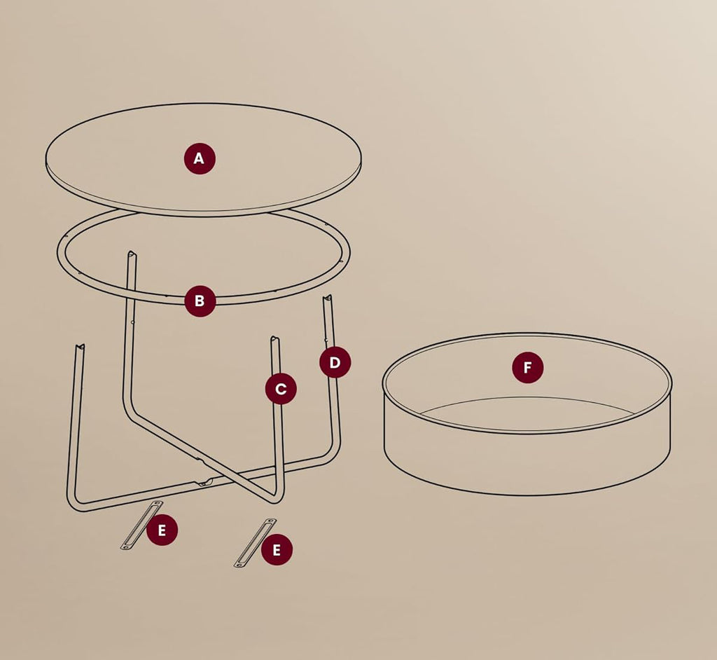 VASAGLE Masuta de cafea rotunda cu cos de stofa, stil modern, 45x75cm, alb cu bej