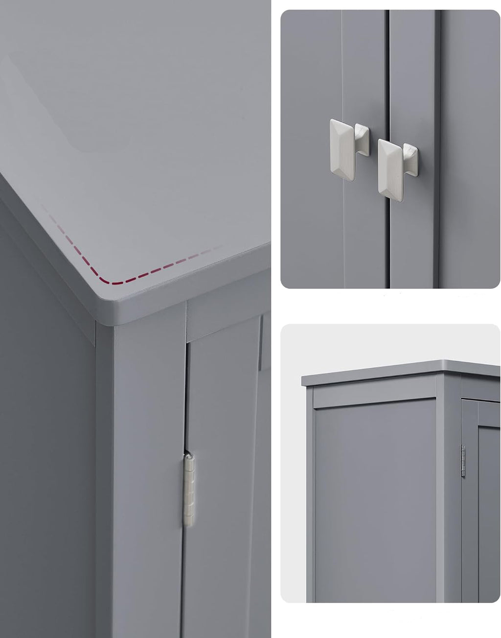 VASAGLE Dulap de baie, din MDF, cu 2 compartimente si 4 usi, rafturi reglabile, 30x60x110cm, gri