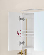 VASAGLE Dulap de baie de perete, 3 usi cu oglinda, compartiment deschis, 15x70x70 cm, alb auriu