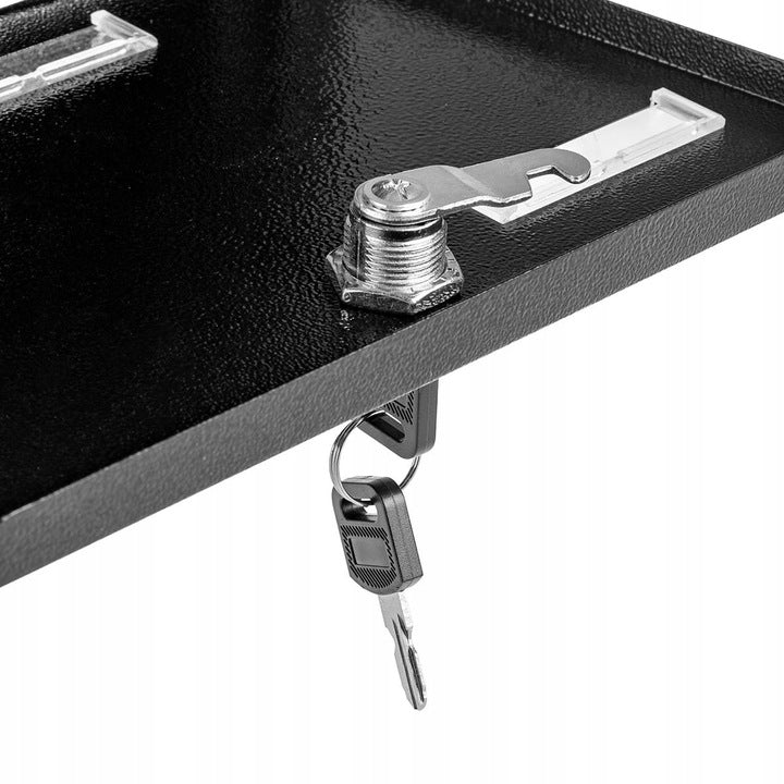 Cutie postala eleganta din metal negru, design clasic cu emblema aurie, rezistenta la intemperii, 38x38x10cm