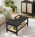 VASAGLE Masuta de cafea, din MDF, cu spatiu de depozitare pe 2 nivele, 55x100x45 cm, negru