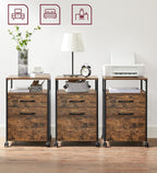 VASAGLE Dulap mobil tip rollbox pentru birouri, cu 2 sertare, stil industrial, 44x42x67cm, maro rustic