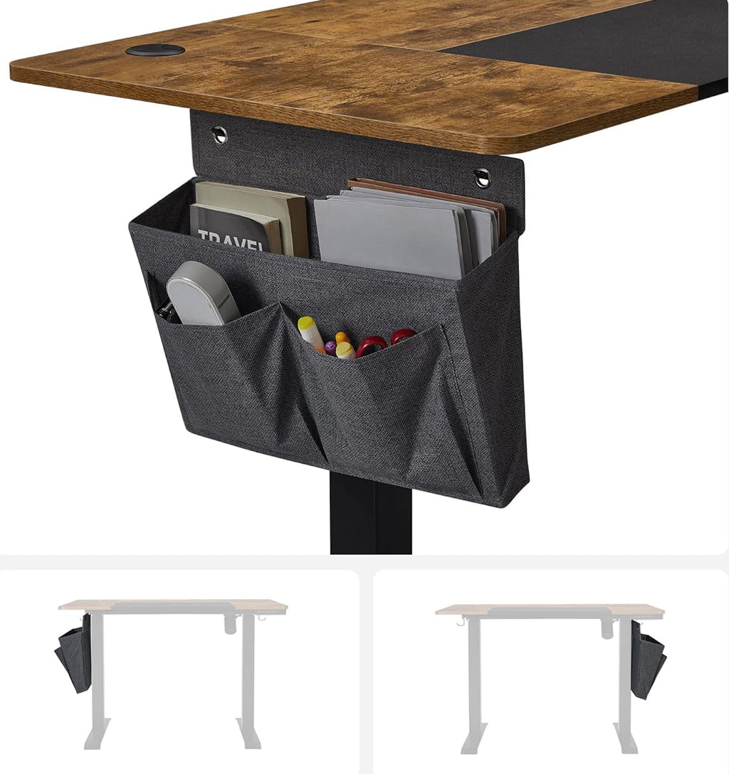 SONGMICS Birou cu reglaj electric pe inaltime, memorie cu 4 inaltimi, 60x140x(72-120)cm, maro rustic