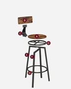 VASAGLE Set de 2 scaune de bar inalte cu spatar, cadru din otel, industrial, 54x99cm, maro rustic