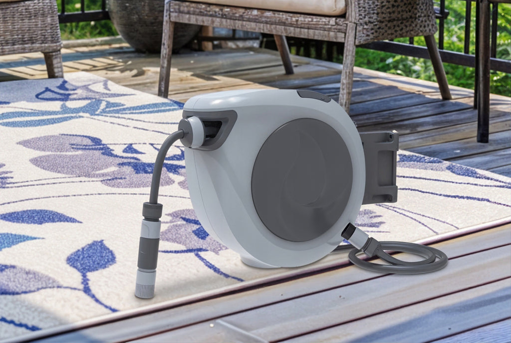 Tambur automat pentru furtun de gradina, 20m, montare pe perete, pivotant, retractabil