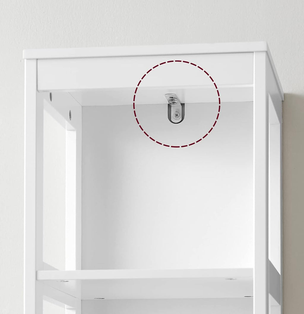 VASAGLE Dulap de baie tip coloana, din MDF, cu 2 sertare si 3 rafturi, 30x30x142 cm, alb