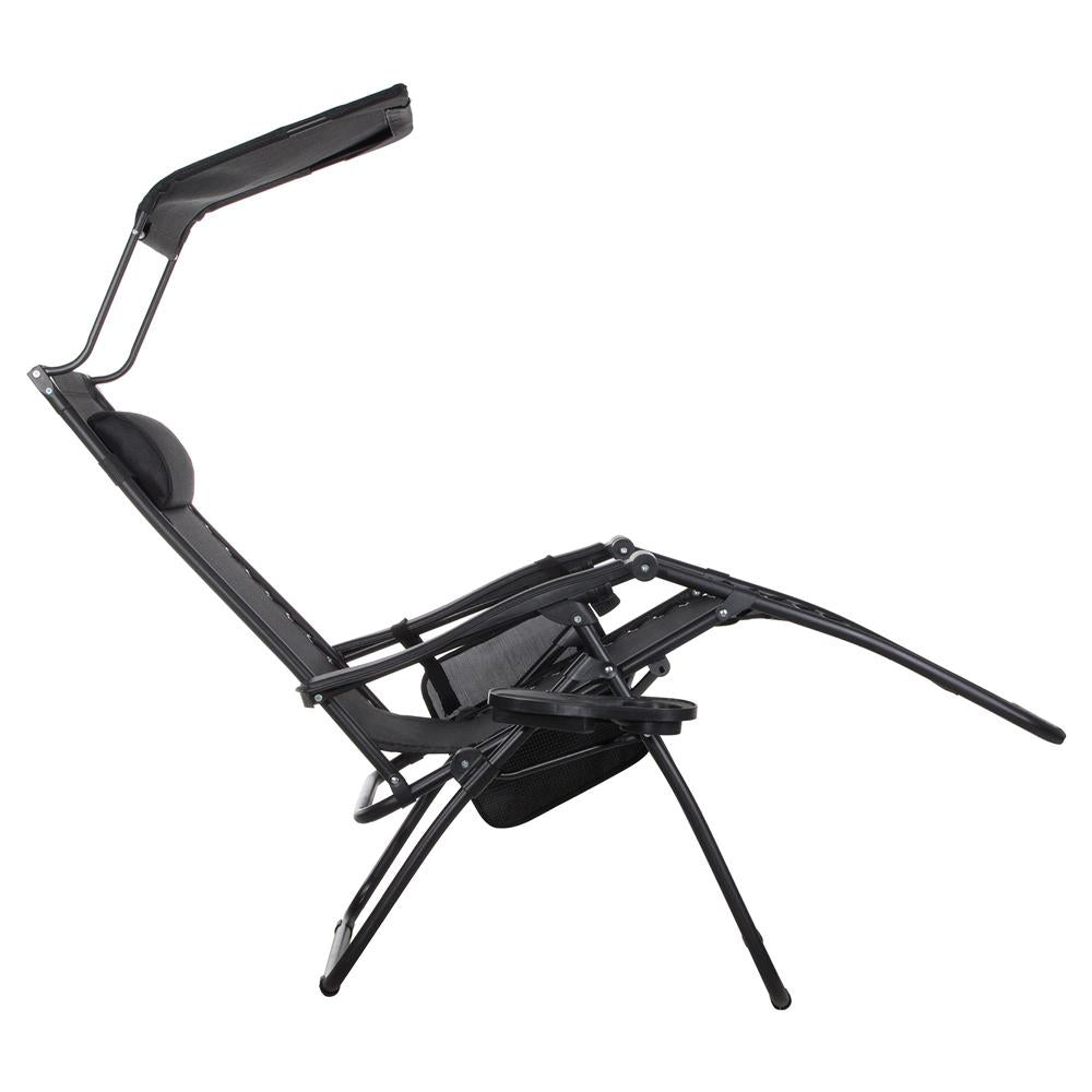 Sezlong pliabil  GC3, Relax Zero Gravity cu parasolar, 175cm, negru