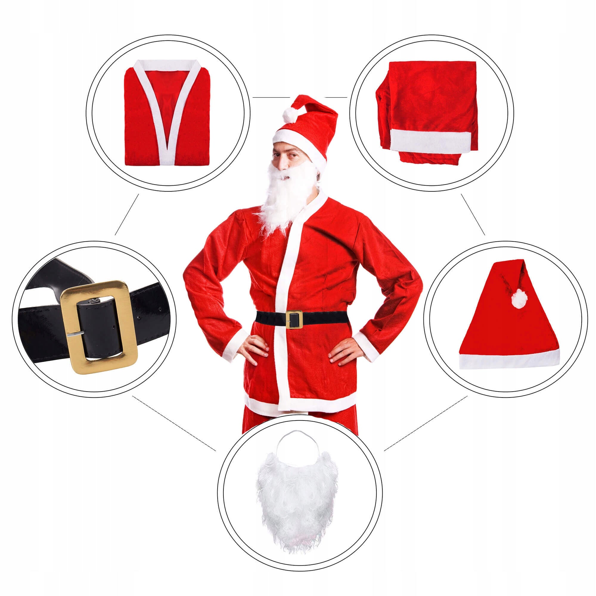 Set Costum de Mos Craciun pentru adulti, 5 piese, marime universala