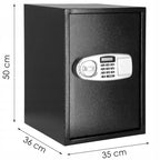 Seif electronic standard cu cifru si cheie, 350x500x360 mm, Otel, Negru