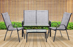 Set mobilier gradina textilene, 2 scaune, 1 canapea si 1 masa, gri deschis