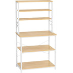 VASAGLE Raft de bucatarie cu spatiu pentru cuptorul cu microunde, 6 rafturi, otel, industrial, 40x80x167cm, maro stejar si alb