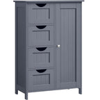 VASAGLE Dulap de baie, din MDF, cu 4 sertare, raft reglabil, 30x55x82 cm, gri