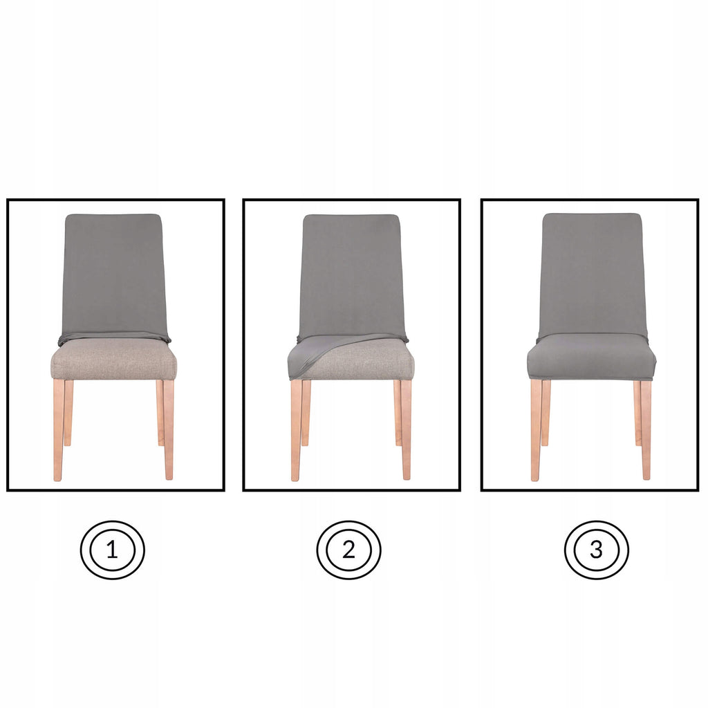 Set 4 huse universale pentru scaun, marime universala, poliester si spandex, 45 cm x 60 cm, negru